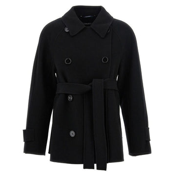 MAXMARA Belted Short Wool Coat Schwarz 2429086021 013 119577563