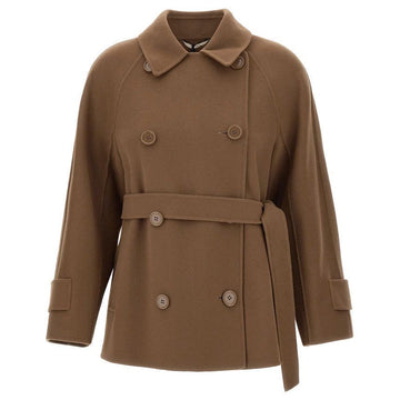 MaxMara Belted Short Wool Coat Brown 2429086021 041 119577561