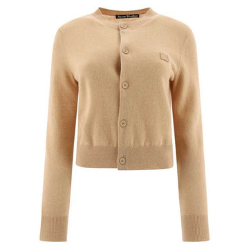 ACNE STUDIOS Gestrickte Wolljacke mit Gesichtspatch Biscuit Beige A60280 118869517