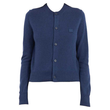 Acne Studios Women's Face Patch Wool Cardigan Blue A60280 DOC 118869496