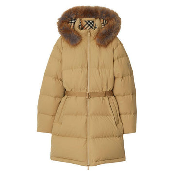Burberry 24FW Logo Patch Belted Fur Padded Jacket Sand 8097992 118709479
