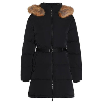 Burberry 24FW Logo Patch Belted Fur Padded Jacket Black 8097891 118709473