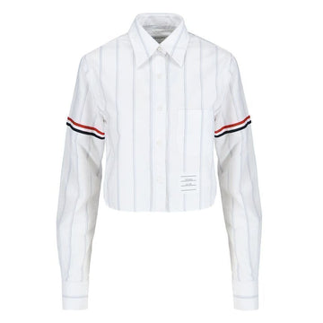 THOM BROWNE Oxford gestreifte cropped Hemd Weiß FLL183O F0660 100 118712214