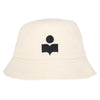 ISABEL MARANT Bucket Hat mit gesticktem Logo in Ecru-Schwarz A3C05A ECBK 58388436 [P]