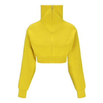 ISABEL MARANT OXANA Logo Cropped Knit Zip-Up Sunshine 24SS A3L62E 10SU 93221709