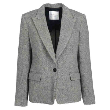 ISABEL MARANT Louison Wollblazer Schwarz-Ecru VE0384FA B3D05E BKEC 118712771