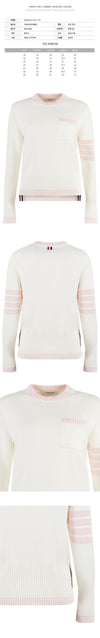 THOM BROWNE 4-Bar Jersey Stitched Pullover Knit Weiß FKA453A Y3017 101 92552460 [P]