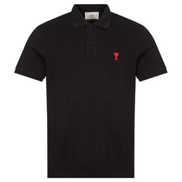 AMI Heart Small Logo Polo Shirt Black 58088596