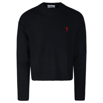AMI Männerkleidung Stickerei kleines Herz Pullover Schwarz 001 116299149