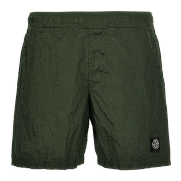STONE ISLAND Stein 24SS Logo-Patch Nylon Schwimmshorts Khaki 8015B0943 V0059 92380569