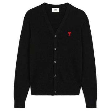 AMI Heart Logo V-Neck Cardigan Black BFHKC001 001 001 114555229