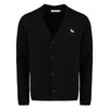 Maison Kitsune Fox Patch V-Neck Cardigan Black HM00501KT1006 P199 114563592 [P]
