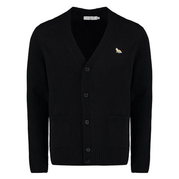 Maison Kitsune Fox Patch V-Neck Cardigan Black HM00501KT1006 P199 114563592