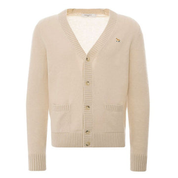 Maison Kitsune Fox Patch V-Neck Cardigan Beige HW00503KT1006 P220 114555641