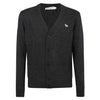 MAISON KITSUNE 22FW Fox-Patch V-Ausschnitt Cardigan Dunkelgrau Melange H170 114555636 [P]