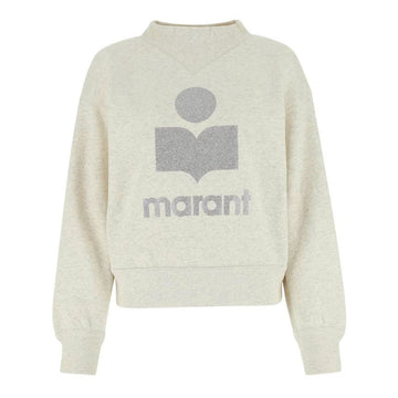 ISABEL MARANT MOBY Glitzer Logo Sweatshirt Ecru 23FW A1M77E 23EC 65036609