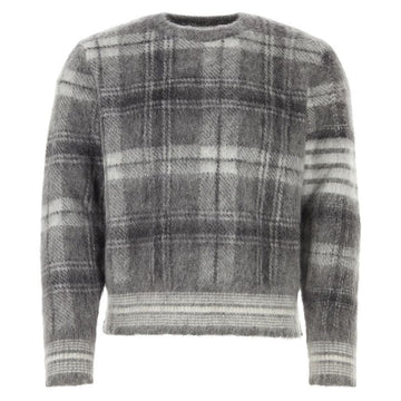 Thom Browne Mohair Check Pattern Relaxed Fit Knit Medium Grey 23FW 79746903