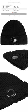 CP Company Lens Patch Merino Wool Beanie Black 15CMAC272A 005509A 999 60015881 [P]