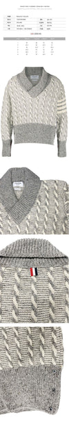 THOM BROWNE Twisted Cable V-Neck Pullover Strick MKA470A Y1506 055 56988388 [P]