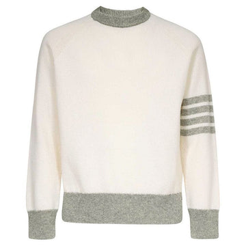 THOM BROWNE Relaxed Fit Pullover Crewneck Wollpullover Weiß MKA467A Y1026 100 56998865