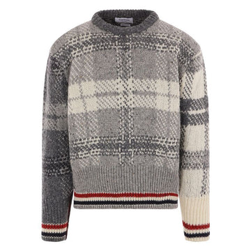 THOM BROWNE 23FW チェックジャカードウールモヘアニット グレー MKA410F Y1506 982 61678433