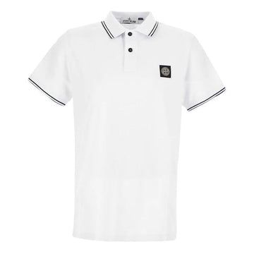 STONE ISLAND Stein 23FW Logo-Patch Polo-T-Shirt Weiß 79152SC18 A1001 60665661