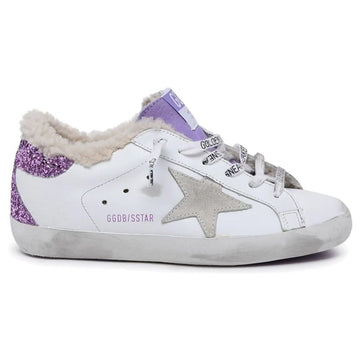 GOLDEN GOOSE Superstar Shearling Sneakers Lavender Glitter Tab GWF00102 F001623 10641 56562728