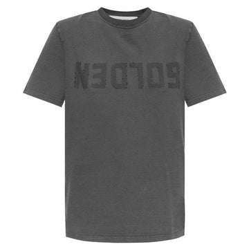 GOLDEN GOOSE Damen Reverse Punching Logo T-Shirt Grau P000671 60318 105713507