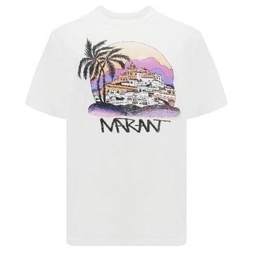 ISABEL MARANT ZEWEL Grafikdruck T-Shirt Weiß 23SS A1N90E 20WH 54355788