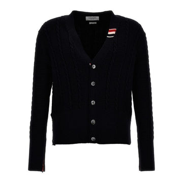THOM BROWNE V-Ausschnitt Kabelstich-Wollcardigan Navy MKC513A Y1024 415 75833053