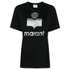 ISABEL MARANT ZEWEL Logo Leinen T-Shirt Schwarz TS0001FA A1N10E 01BK 54355782 [P]