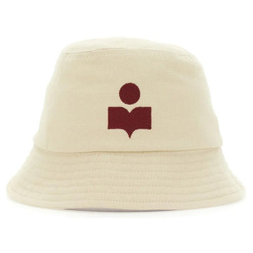 ISABEL MARANT Bucket Hat mit Logo-Stickerei Ecru-Rot 23FW A3C05A ECRD 59678482