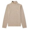 MAISON KITSUNE Turtleneck-Pullover mit Fuchs-Kopf-Patch in Beige-Melange H250 58897004 [P]