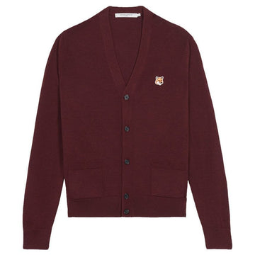 MAISON KITSUNE V-Neck Pullover mit Fuchs-Logo Burgunderfarbe JM00505KT1036 P596 58896990