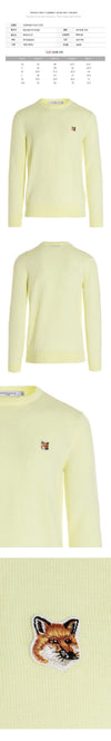 MAISON KITSUNE Damen Fox Head Patch Strickpullover Hellgelb IU00504KT1036 P720 58896974 [P]