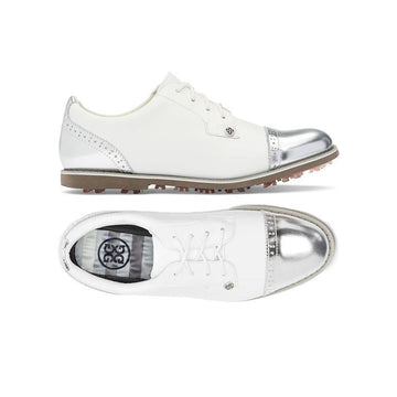 GFORE Damen Cap Toe Galler Vent Golf Schuhe Weiß Silber 22FW 46427893