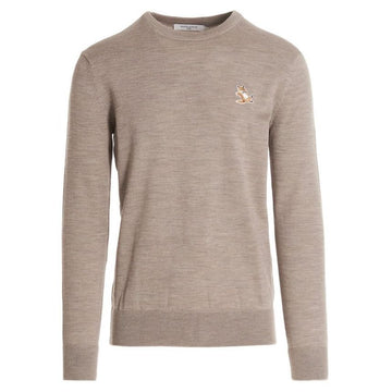 MAISON KITSUNE Patch-Wollstrickpullover Beige-Melange H250 49789954
