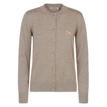 MAISON KITSUNE Cardigan aus Foxfell in Beigemelange IW00528KT1036 H250 45413703