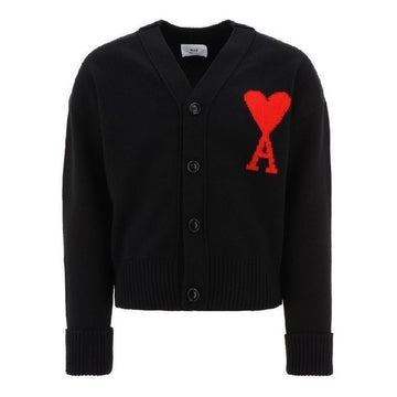 AMI Big Heart Logo Cardigan Black 23SS BFUKC002 018 009 43688133
