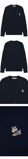 Maison Kitsune Dressed Fox Patch Wool Cardigan Navy KM00504KT1036 P480 48384840 [P]