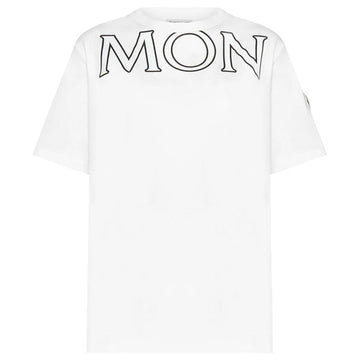 MONCLER Maxi T-Shirt mit Druck-Logo-Patch Weiß 8C000 22 829HP 033 48274560