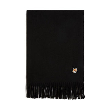 MAISON KITSUNE Wool Schal mit Fuchs Kopf Patch Schwarz FU06208BT3004 P199 42156061