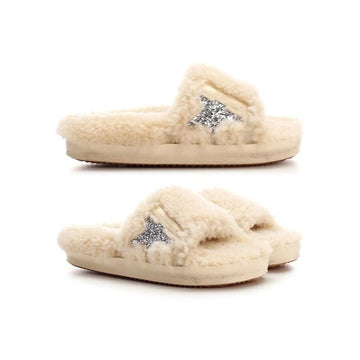 Golden Goose 22FW Silver Glitter Star Shearling Slippers stamp: GWF00200 SKU: F002844 15260 41145554