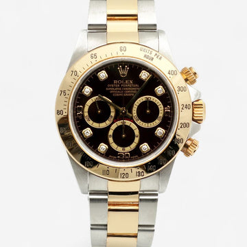 Rolex Daytona Combi 16523 Zenith Black Dial Diamond Men's Watch U Unit 1997 154946568