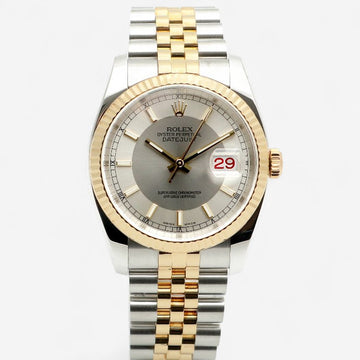 ROLEX ツートン タキシード ダイヤル ルーレット デイトホイール デイトジャスト 116233 ホワイトダイヤル 36mm メンズ コンビウォッチ 2006年 154946570