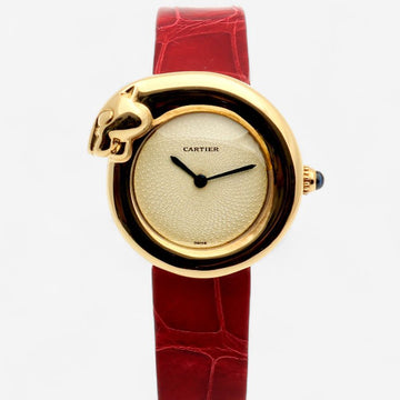 CARTIER パンサー 1925 ヴィンテージ レディース ゴールドレザー 時計 W2504556 オリジナルストラップ 154946589