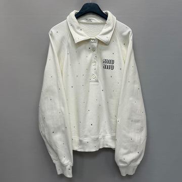Miu Miu Logo Print Rhinestone Sweatshirt (105) 154949314