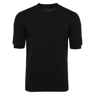 Kiton Cotton Knit Crewneck Black Short Sleeve T-shirt 153747567