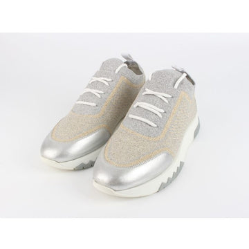 Hermes Addict Knit Sneakers Metallic Gold Silver 36.5 154994523