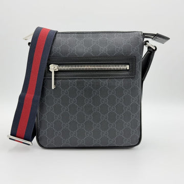 GUCCI GGシュプリーム PVC×レザー メッセンジャーバッグ ショルダーバッグ クロスボディバッグ ブラック 792082 154995151
